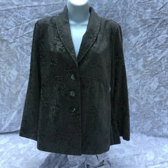 J. JILL Gray Floral Button Down Blazer Jacket XS - Picture 1 of 11